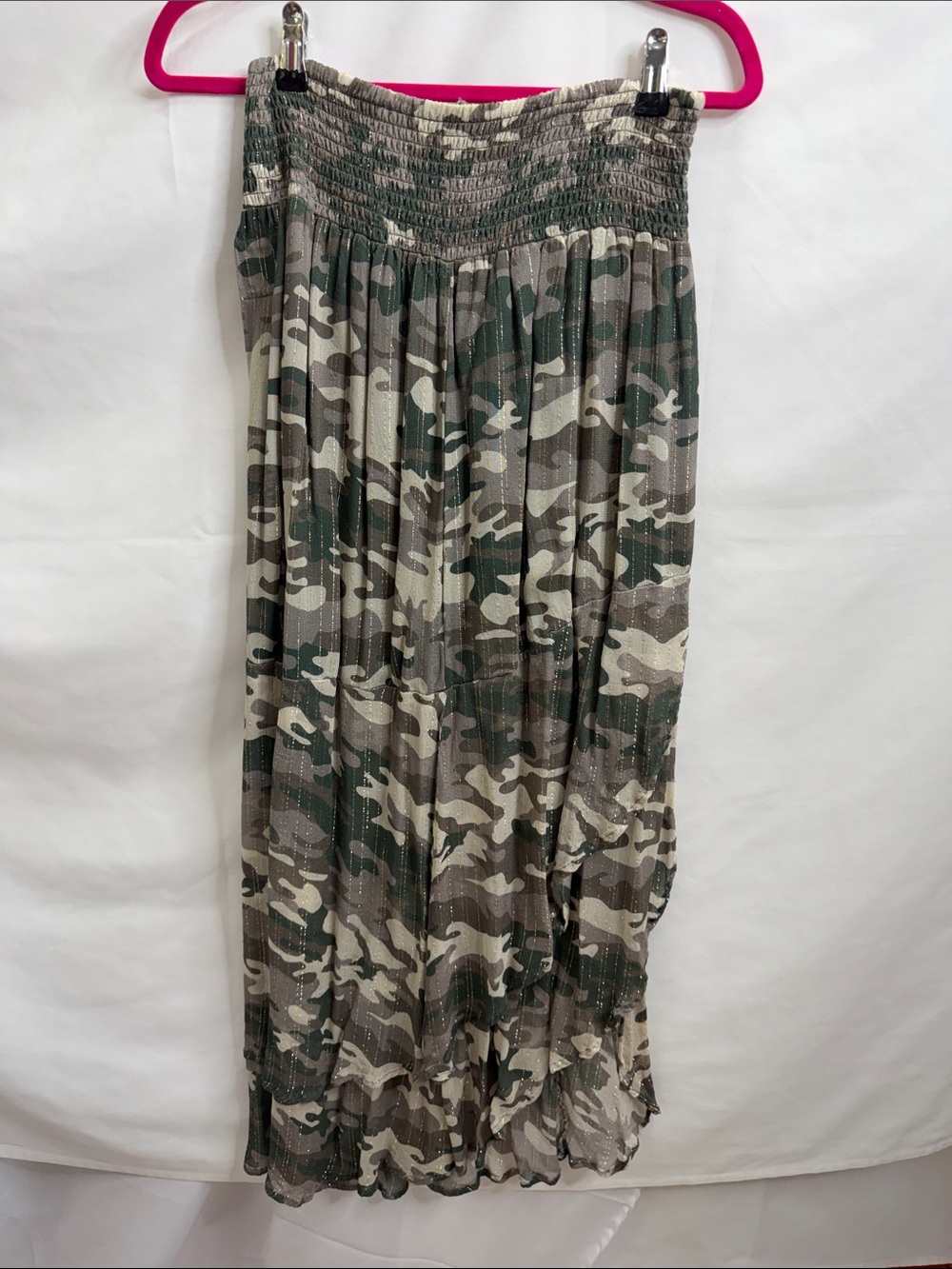 Asymmetrical Camo Print Maxi Skirt - Green/Gray